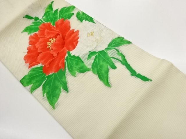 JAPANESE NAGOYA OBI / WOVEN PEONY